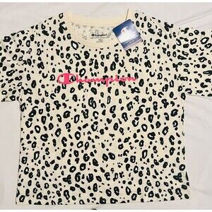 Champion Girls t-Shirt Leopard Graphic Tee Size XL. Cropped New With Tags